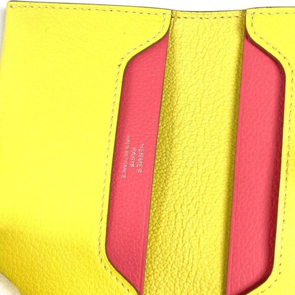 HERMES Bicolor R.M.S Business Card Holder Pass Case Folded Yellow/pink Unused - Picture 10 of 10